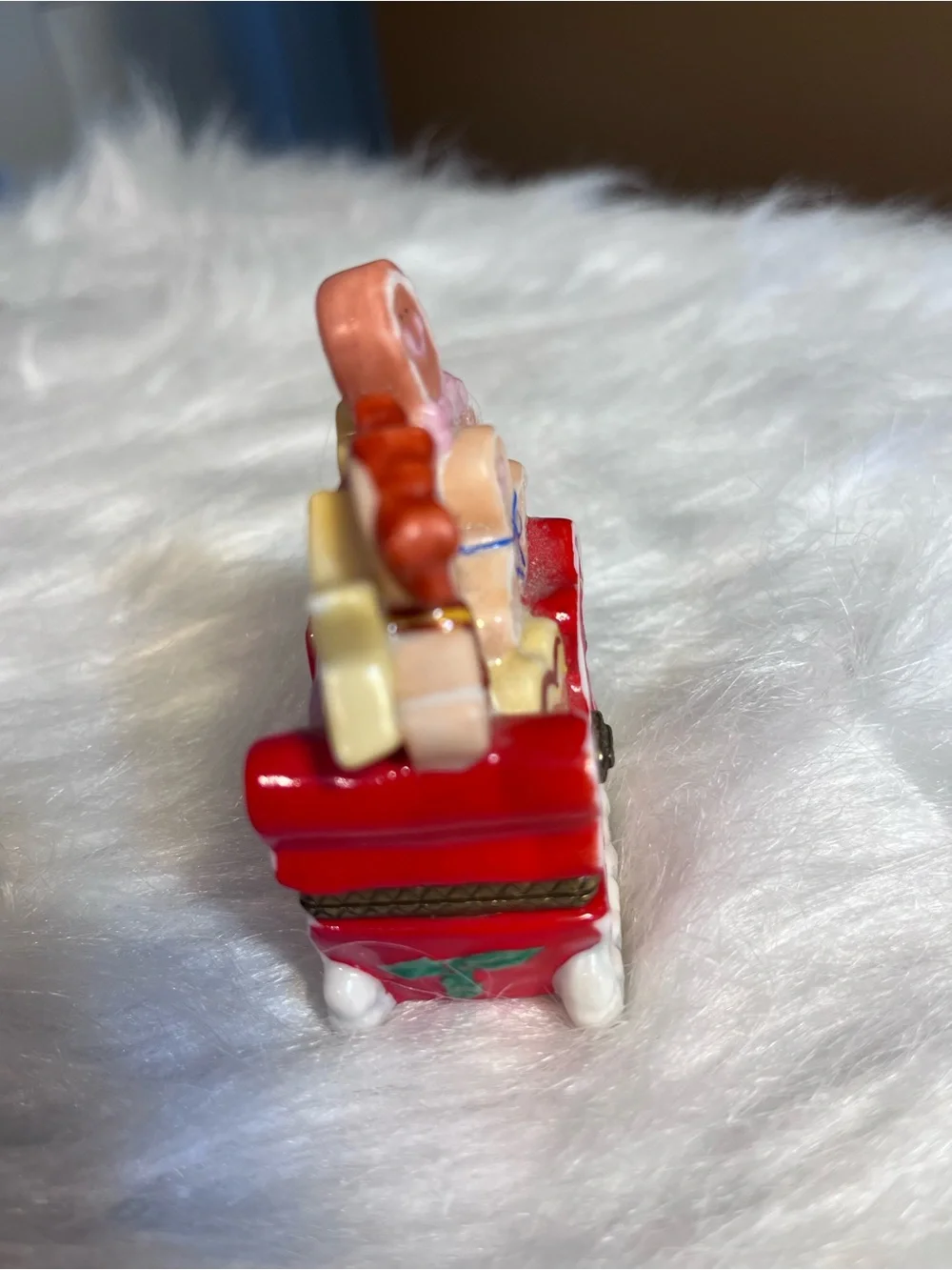 Santa, Gingerbread Man in Red Sleigh Trinket Box